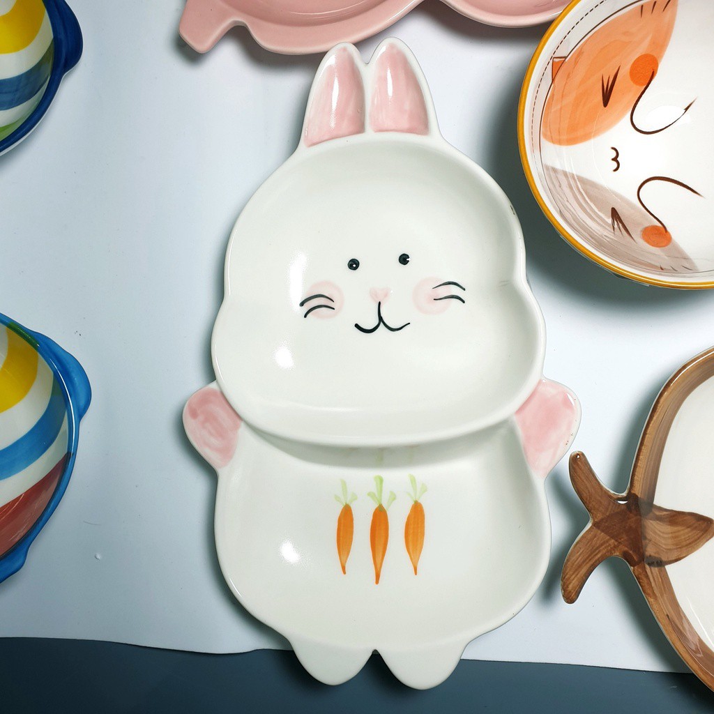 Bát Ăn Dặm Cho Bé Hình Thỏ Trắng Dễ Thương, Chén Ăn Dặm Kiểu Nhật Cao Cấp