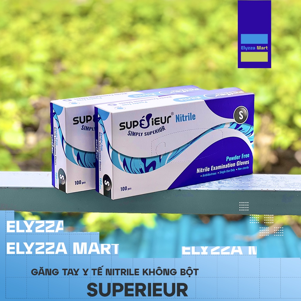 Găng Tay Y Tế Nitrile Superieur Không Bột Màu Xanh