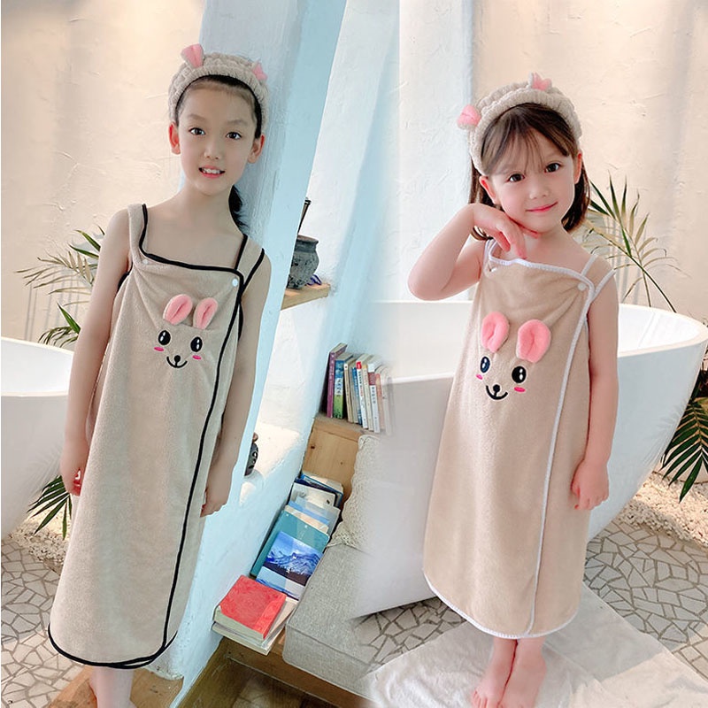 SUGE Khăn Choàng Tắm Vải Lông Cừu San Hô Siêu Mềm Mại Họa Tiết Hoạt Hình Cho Bé Gái