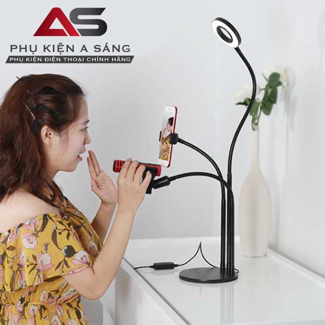 BỘ GIÁ ĐỠ LIVESTREAM 3IN1 đỡ míc, điện thoại và đèn