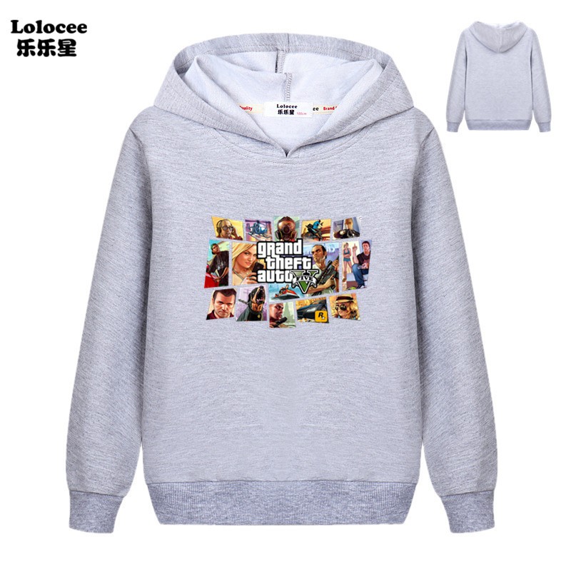 Áo Hoodie Đen In Logo Game Gta Cho Bé Trai