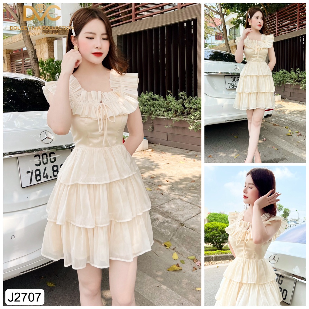 Jum voan kem trễ vai bèo buộc dây tầng J2707-DOLCE VIVA COLLECTION