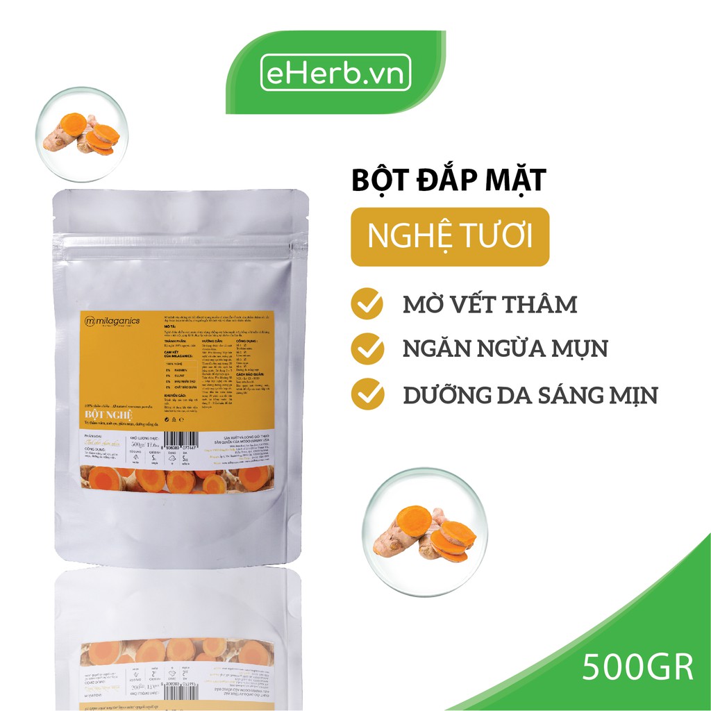 (SỈ) Bột Đắp Mặt Nạ Thiên Nhiên Nguyên Chất: Đậu Đỏ, Yến Mạch, Cám Gạo, Nghệ Dưỡng Trắng Da, Ngừa Mụn MILAGANICS 500gr