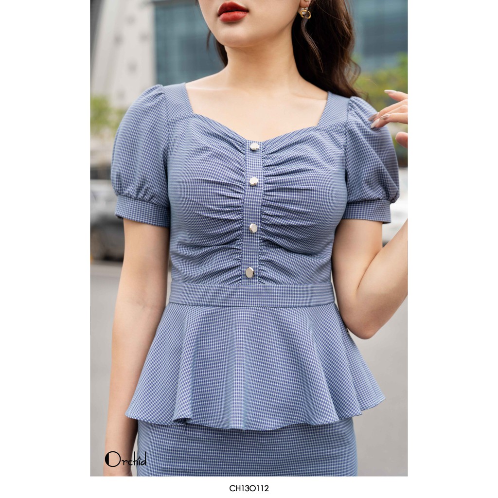 Set bộ Peplum kẻ caro nhí 2 màu siêu sang - CH13O112