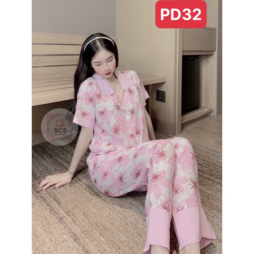 Đồ bộ nữ lụa ngủ pijama tay ngắn quần dài dễ thương mặc nhà cao cấp