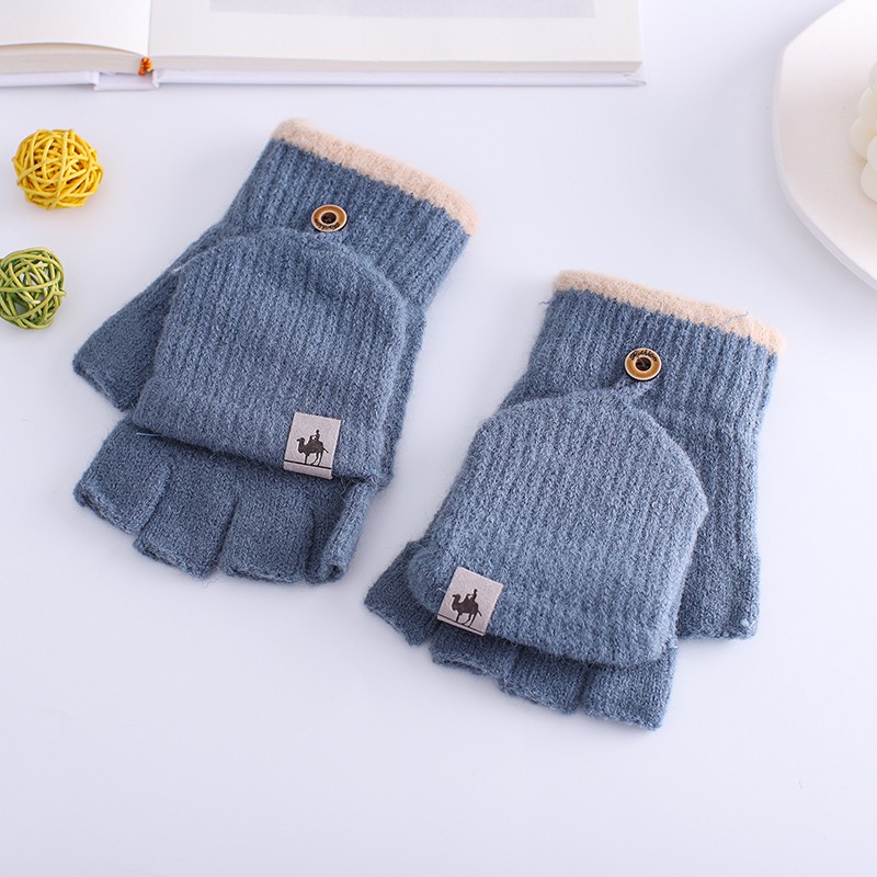 Găng tay hở ngón giữ ấm mùa đông phong cách Hàn Quốc đáng yêu