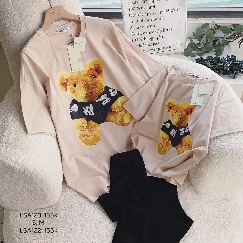 Mẹ và bé set mẹ và bé gái legging gấu vàng CHIBEST LSA123 LSA122