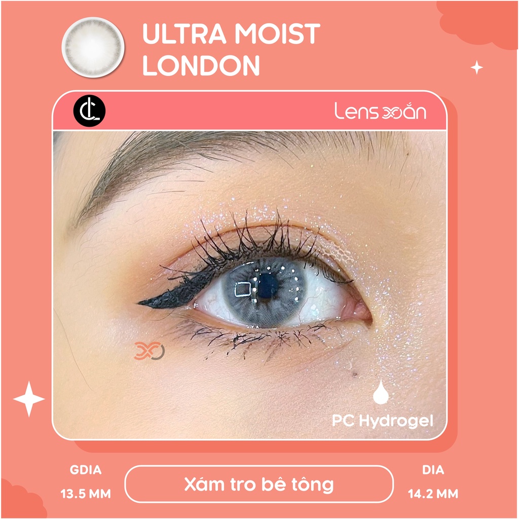 KÍNH ÁP TRÒNG CAO CẤP SIESTA ULTRA MOIST LONDON CỦA COLORCL (PC HYDROGEL LENS) : LENS XÁM ÁNH BẠC PHA BÊ TÔNG| LENS XOẮN