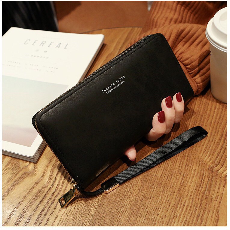 Ví dài da PU có ngăn khóa kéo đựng tiền kiểu dáng thời trang n8n10-11