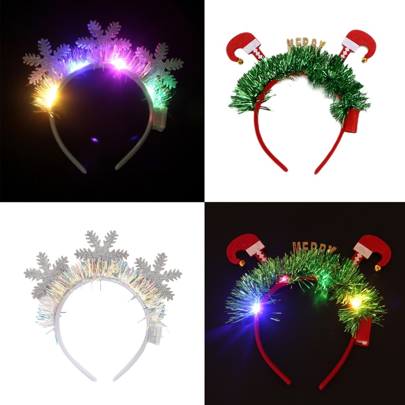 Flgo Băng Đô Cài Tóc Có Đèn LED Phát Sáng Dành Cho Dịp Giáng Sinh