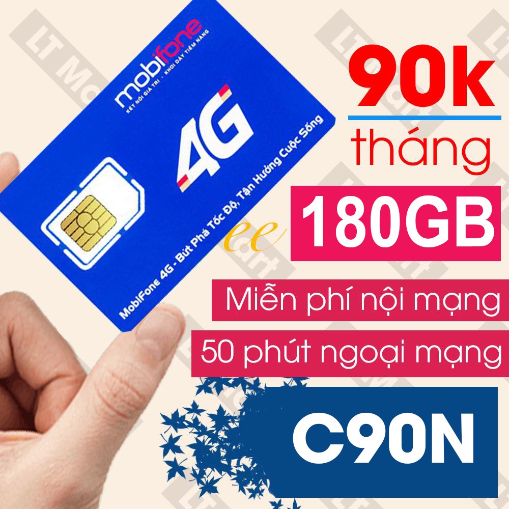 Sim 4G Mobifone C90N gói 4GB/ngày 120GB/tháng 4G tốc độ cao + Tặng 50phút gọi ngoại mạng