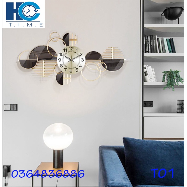 Đồng hồ treo tường trang trí decor T01 kích thước 86 x 43 cm