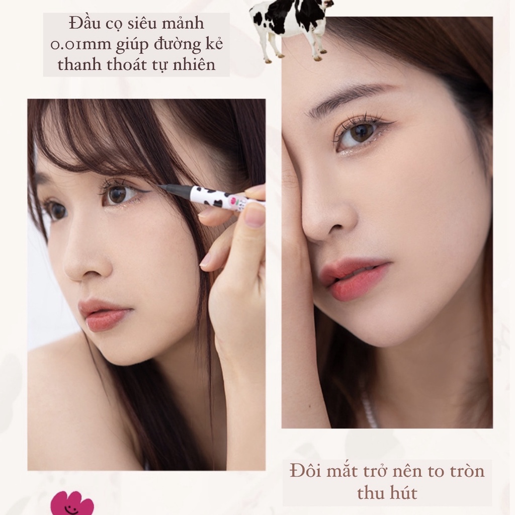 Bút kẻ mắt dạng lỏng chống nước FLORTTE hot Douyin Tiktok, bút kẻ mắt dạng lỏng lâu trôi màu nâu tự nhiên kháng nước
