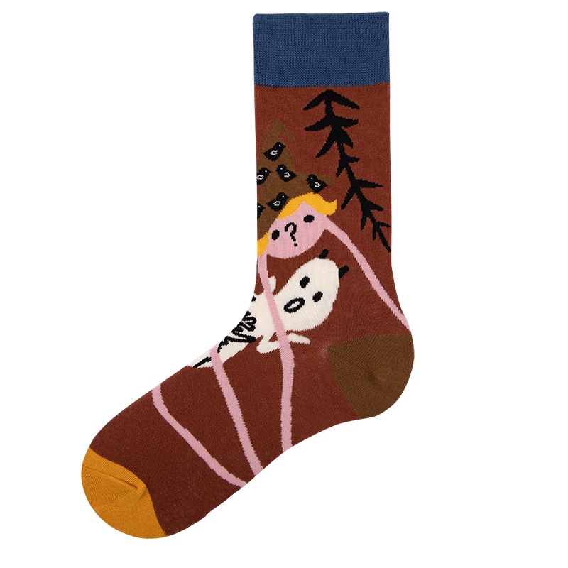 Vớ cotton tinh khiết WAFNHA D189 họa tiết hoạt hình cho unisex