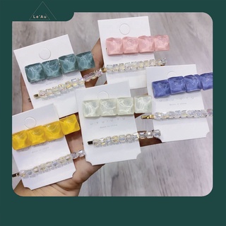 Set hai cặp tóc vuông thạch pha lê kẹp tóc đính đá cặp tóc nữ cá tính phong cách hàn quốc_leau ct33