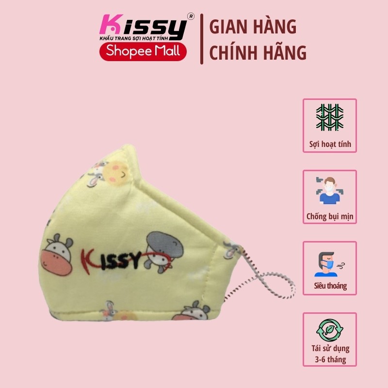 Khẩu Trang Kissy Trẻ Em Từ 6 Tháng Đến 3 Tuổi Họa Tiết Gấu Dễ Thương, Chống Bụi Mịn, Giao Đúng Mẫu