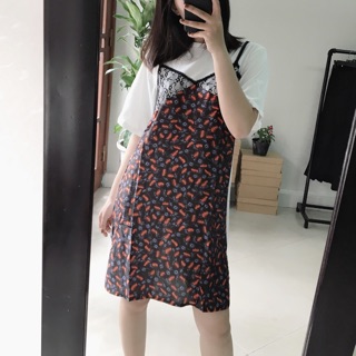 Váy phông phối ren lụa