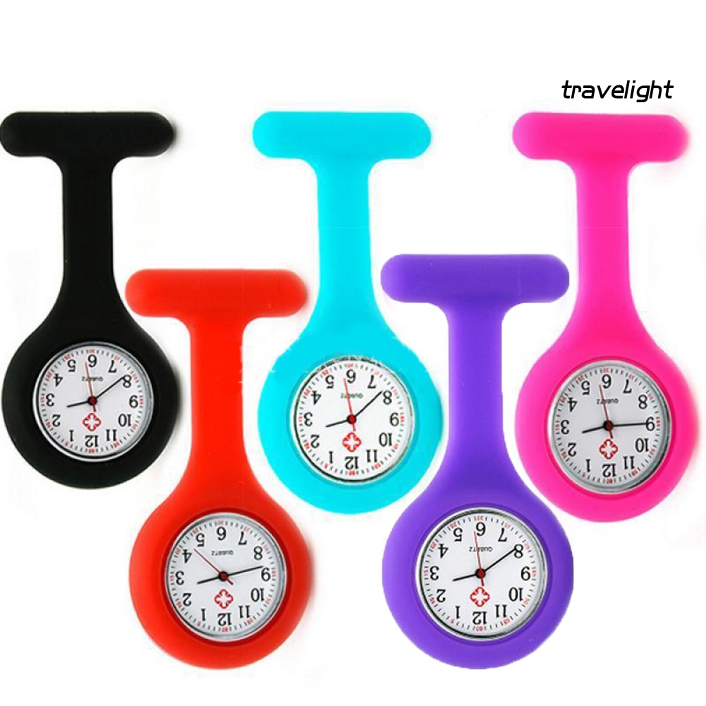 【TL】Silicone Nurse Watch Brooch Fob Pocket Tunic Quartz Movement Watch Watches