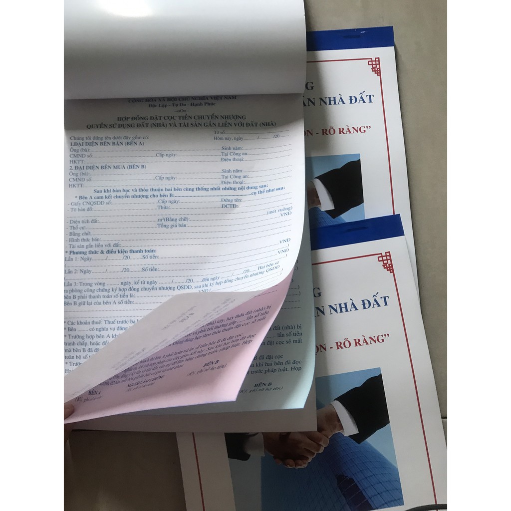 Sổ Đặt Cọc Nhà Đất 3 liên 50 bộ Hđ đặt cọc -Pháp Lý Rõ Ràng-Đầy Đủ-Chi Tiết