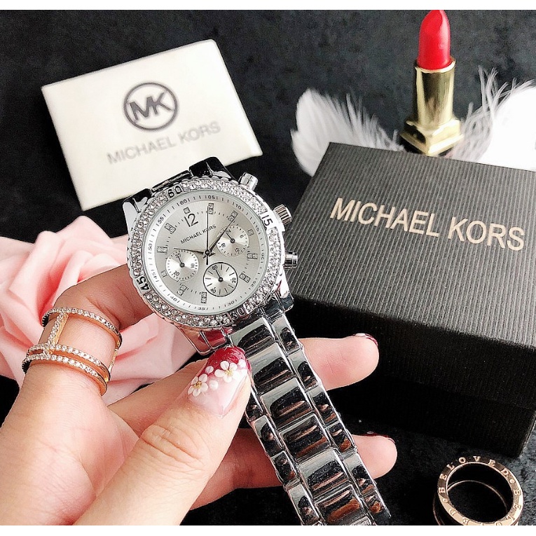 Mk Đồng Hồ Đeo Tay Dây Thép Thiết Kế Đơn Giản Tinh Tế Thời Trang Cho Nữ