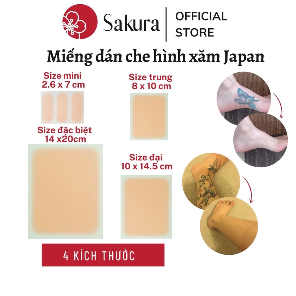 [Mã SKAMFSW175 giảm 10K đơn 50K] Miếng dán che hình xăm Nhật Bản Sakura che khuyết điểm nhiều màu da, nhiều size