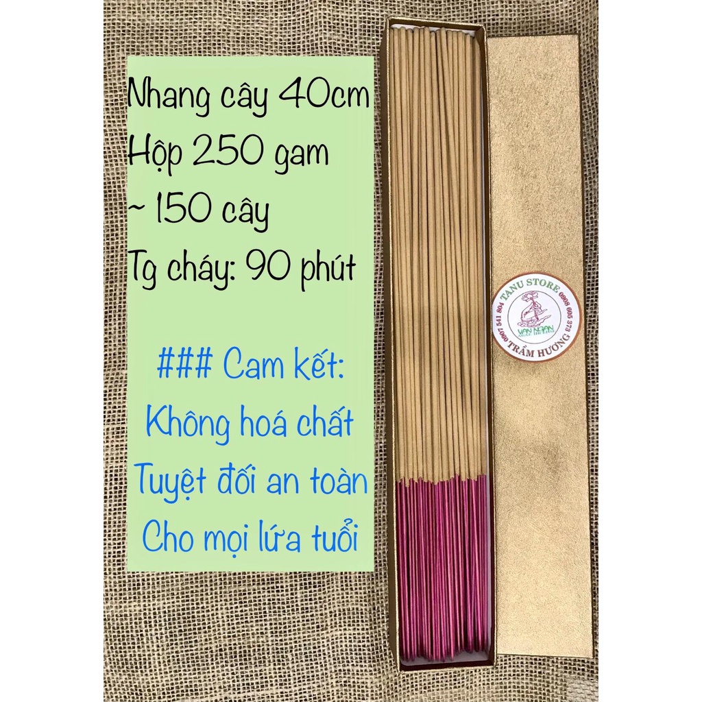 NHANG CÂY TRẦM HƯƠNG TÀI LỘC 30CM 40CM HỘP LỚN 250G VÀ 500G- MÙI THƠM DỊU NGỌT, THOẢNG XA, CHUẨN TRẦM HƯƠNG- TANU STORE