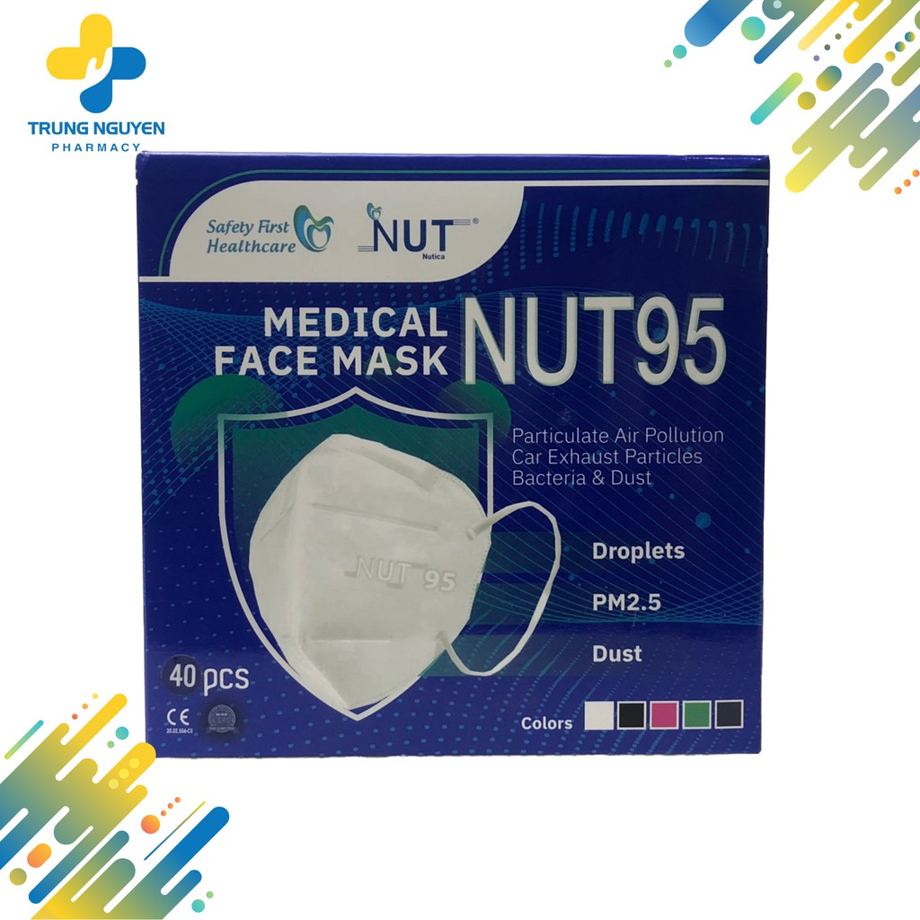 khẩu trang màu trắng Nut 95 (Hộp 20 bịch / 1 bịch 2 cái)