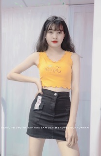Set áo croptop thuê phối cv túi nắp