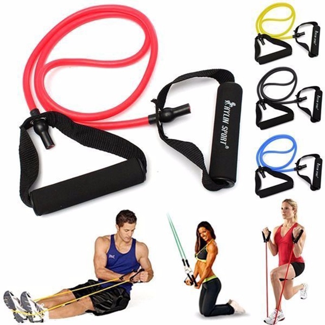 [Bộ 11 phụ kiện] Dây ngũ sắc tập gym tập thể hình tại nhà - 5 dây đàn hồi cho nam nữ tập toàn thân