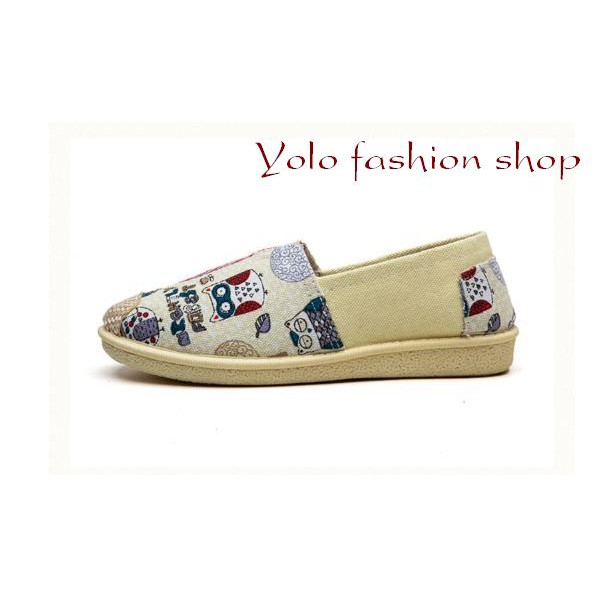 [Hình thật] GL3 Giày lười slip on nữ bọc cói vintage thời trang | WebRaoVat - webraovat.net.vn