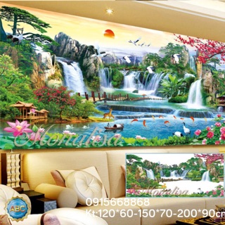 Tranh đính đá Phong cảnh kt 200-90cm