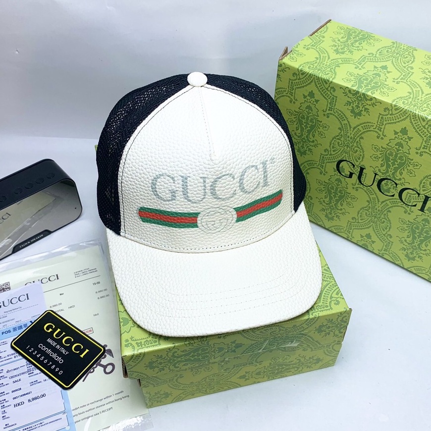 Nón Gucci Nam Nữ Phiên Bản Trắng Đen Chất Liệu Da Cao Cấp Kiểu Dáng Phong Cách