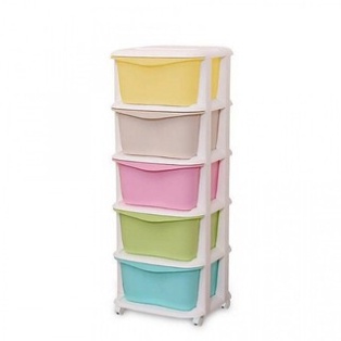 Tủ nhựa 5 tầng có bánh xe di chuyển dễ dàng, tủ nhựa đa sắc 3638