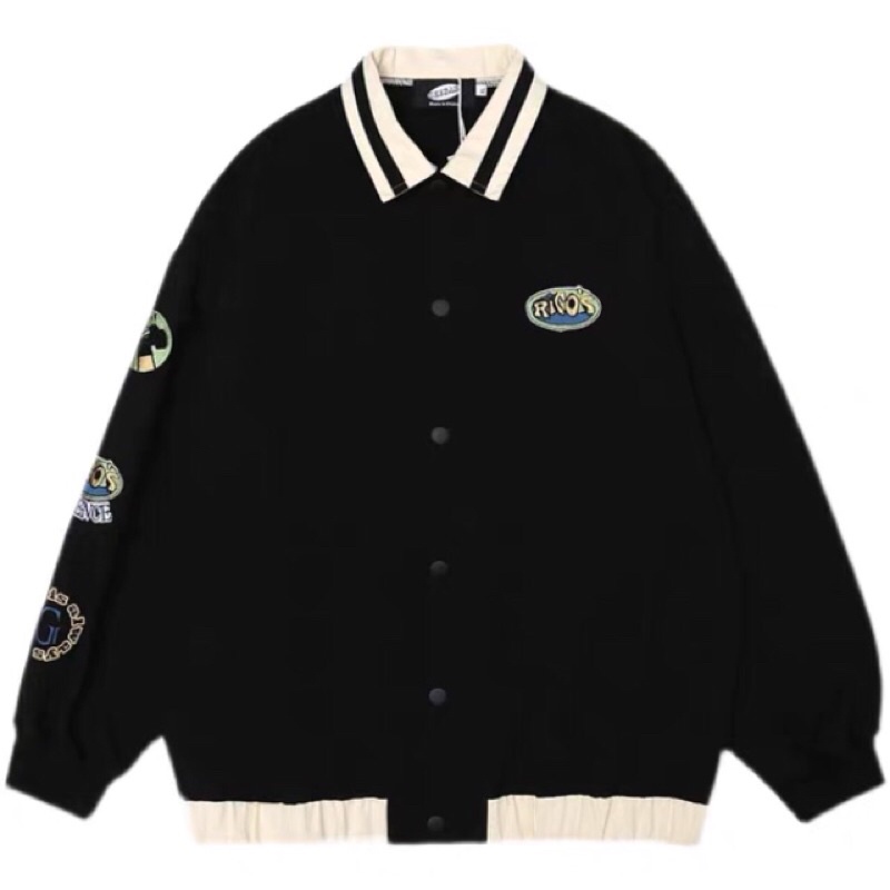 Áo khoác bomber form rộng có cổ dành cho nam và nữ