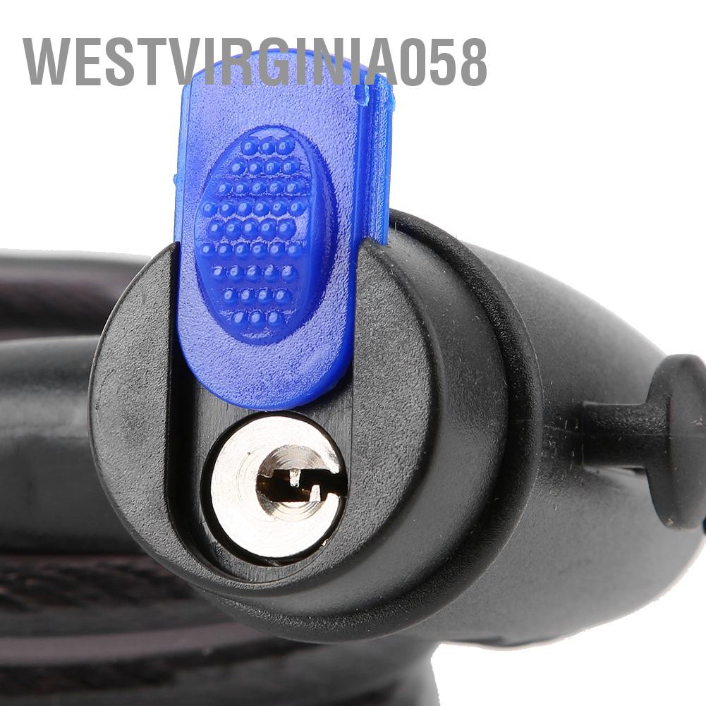 Westvirginia058 Bike Bicycle Cycling Riding Steel Cable Chain Lock Anti theft Security Black