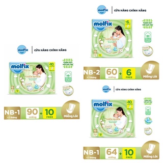 Miếng lót sơ sinh Molfix thiên nhiên siêu khô thoáng NB1-100 (0-1 tháng ) / NB1-74 (0-1 tháng) / NB2-66 trên 1 tháng