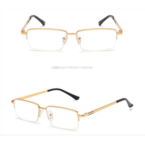 Kính lão thị viễn thị TITAN gọng màu vàng gold KV5PUNIQUI sang trọng nửa viền hàng Nhật cao cấp tặng hộp và khăn