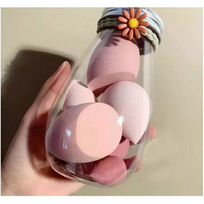 Bông mút trang điểm,lọ 6 chi tiết