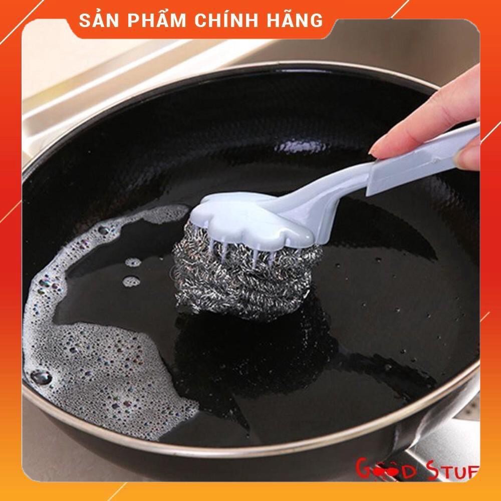 Cọ bùi nhùi làm sạch nồi chảo / nhà bếp đa năng có tay cầm nhựa tiện dụng