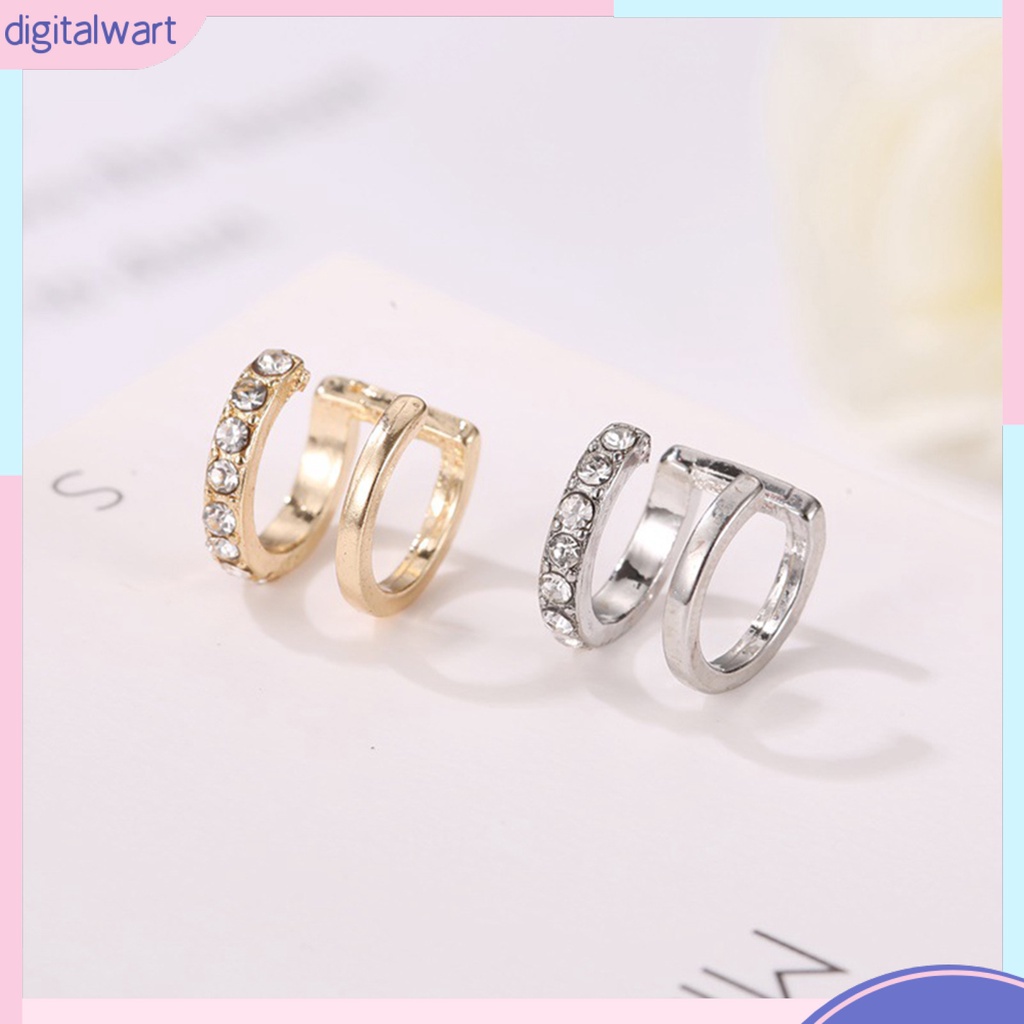 Khuyên kim loại đeo vành tai thiết kế đính đá lấp lánh nữ tính