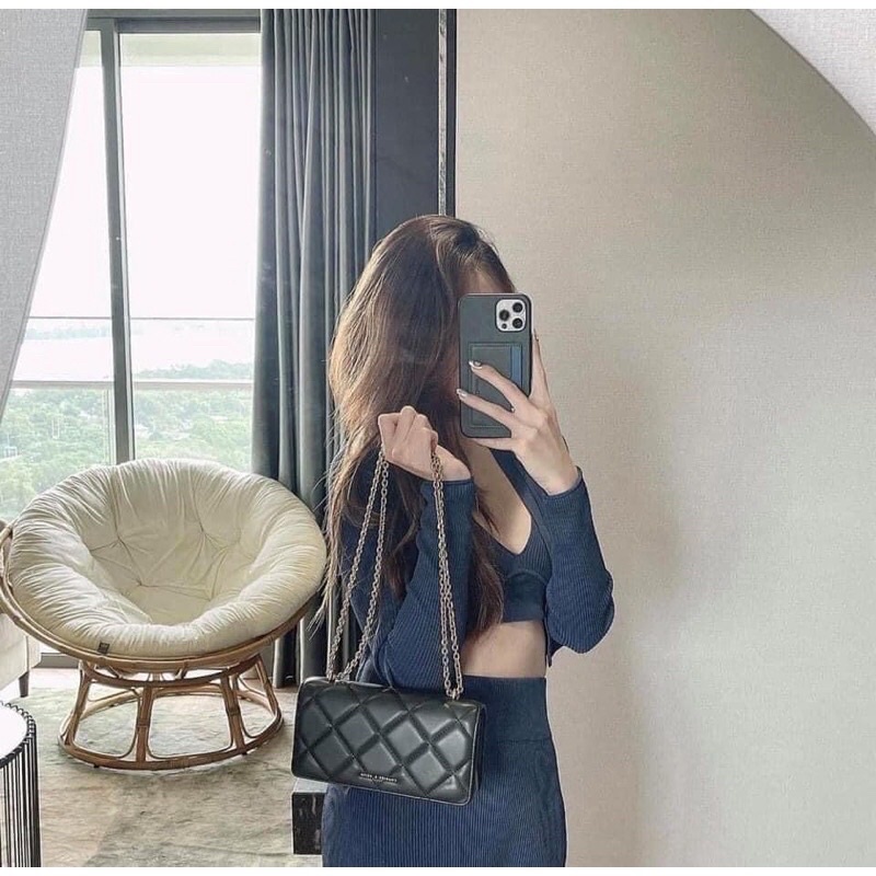Túi Đeo Chéo Chữ Nhật Trám Thêu Dây Xích Nhỏ ( mã CKXN130 )