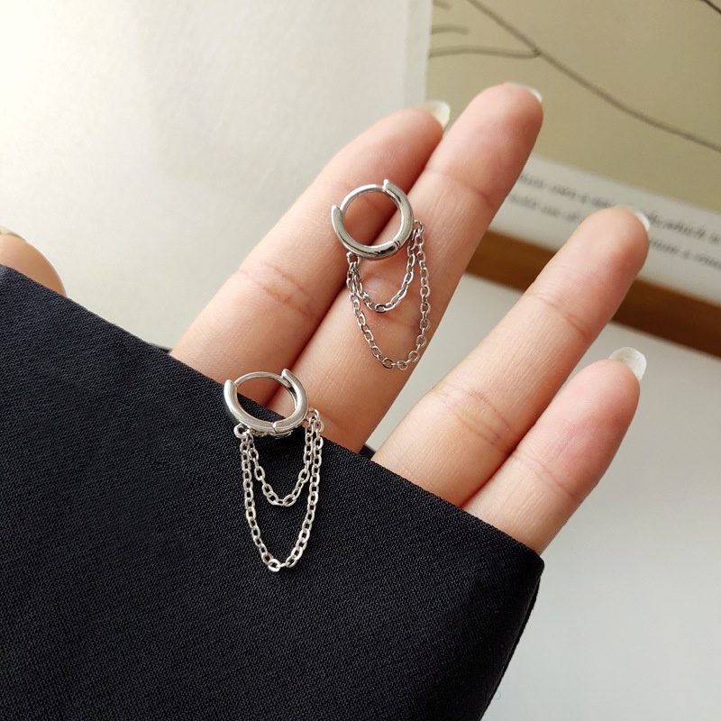 Khuyên Tai Bông Tai Nữ Tròn 2 Dây Phong Cách Nữ Tính Hàn Quốc H31