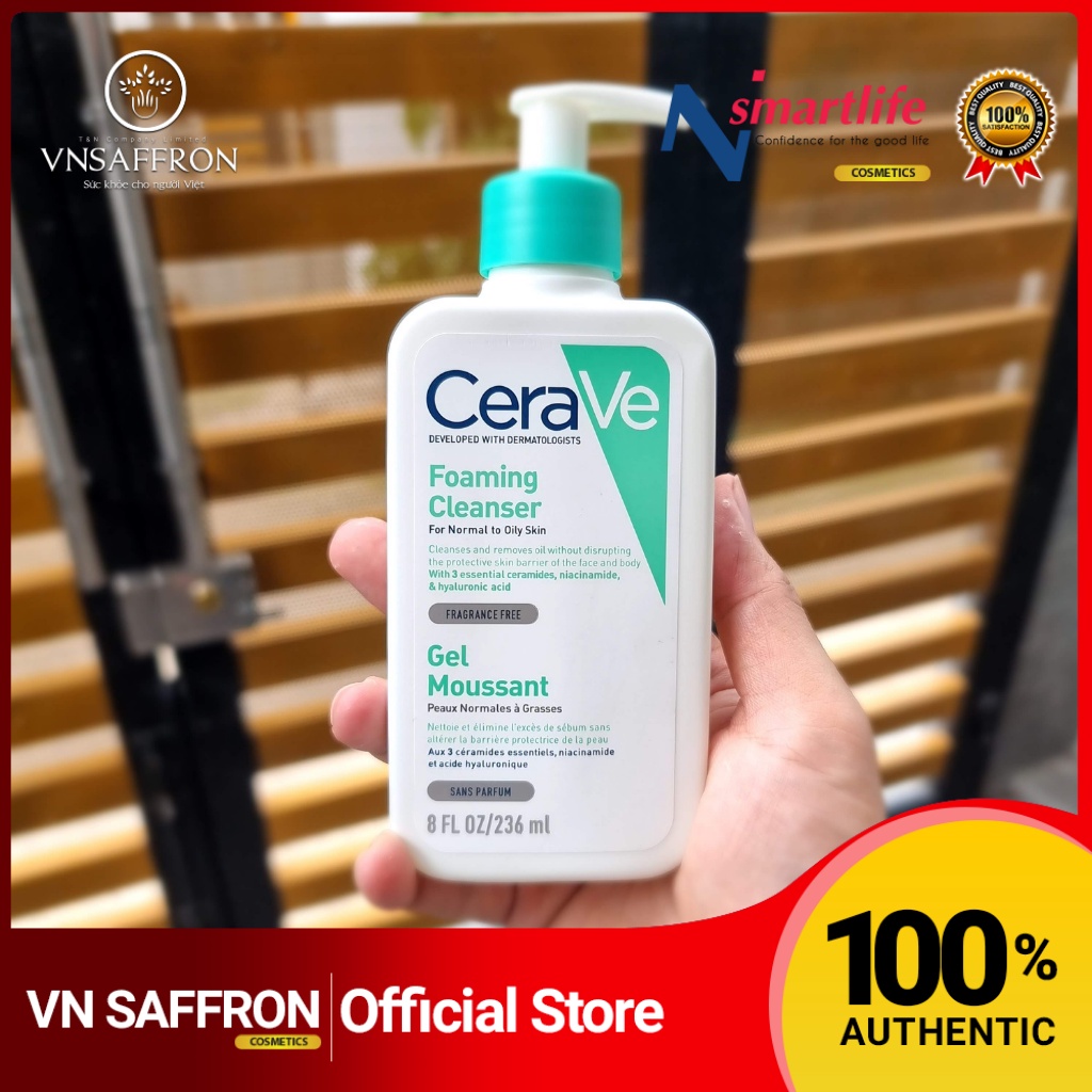 Sữa rửa mặt Cerave Foaming Facial Cleanser bản Mỹ và Pháp Cerave da dầu & Da Khô các size 236ml - 355ml - 473ml | BigBuy360 - bigbuy360.vn