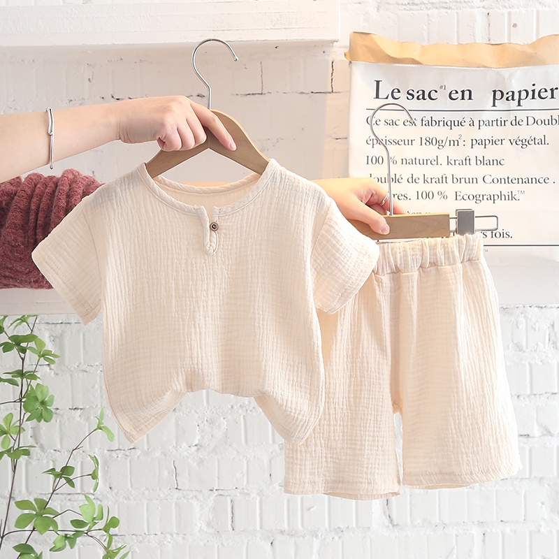 Bộ Trang Phục 2 Món Gồm Áo Thun cotton Tay Ngắn Và Quần short Thời Trang Cho Bé Trai 0-5 Tuổi