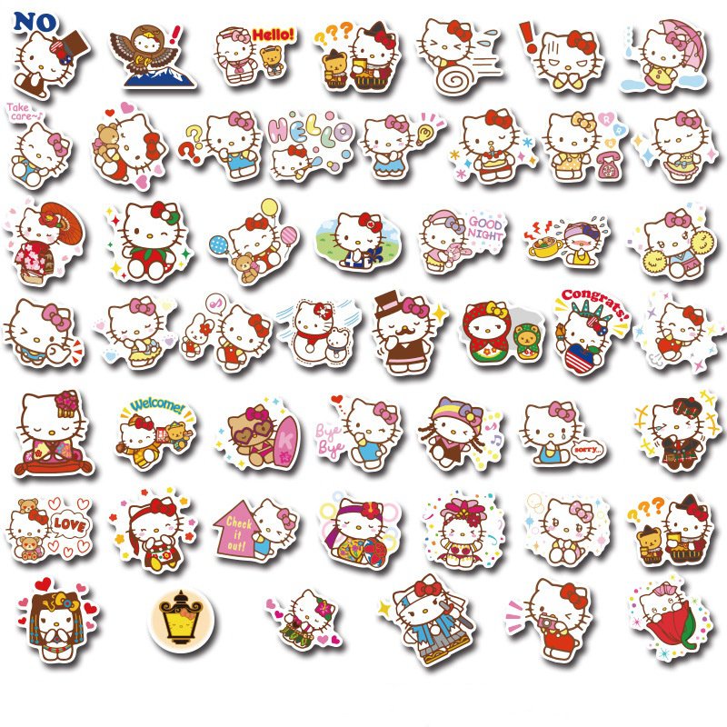 Miếng Dán Trang Trí Vali / Laptop / Xe Máy / Vali Hình Hello Kitty Graffiti Chống Thấm Nước