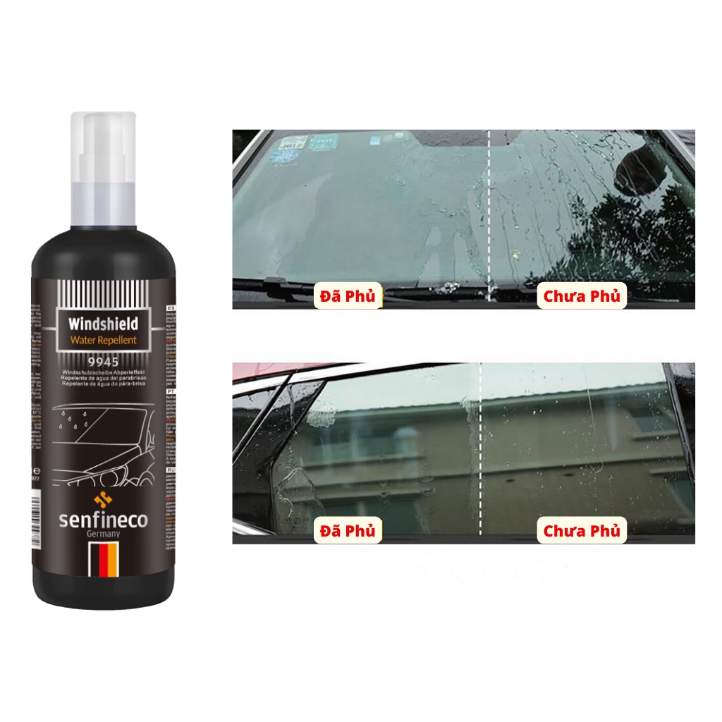 Dung Dịch Nano Chống Bám Nước Trên Kính Xe Senfineco 9945 Của Đức 100ml Tặng Khăn Microfiber