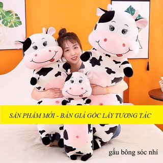 Gối ôm gấu bông bò sữa cao cấp vải nhung co giãn 4 chiều (Tặng kèm móc khóa quả bông xinh xắn)