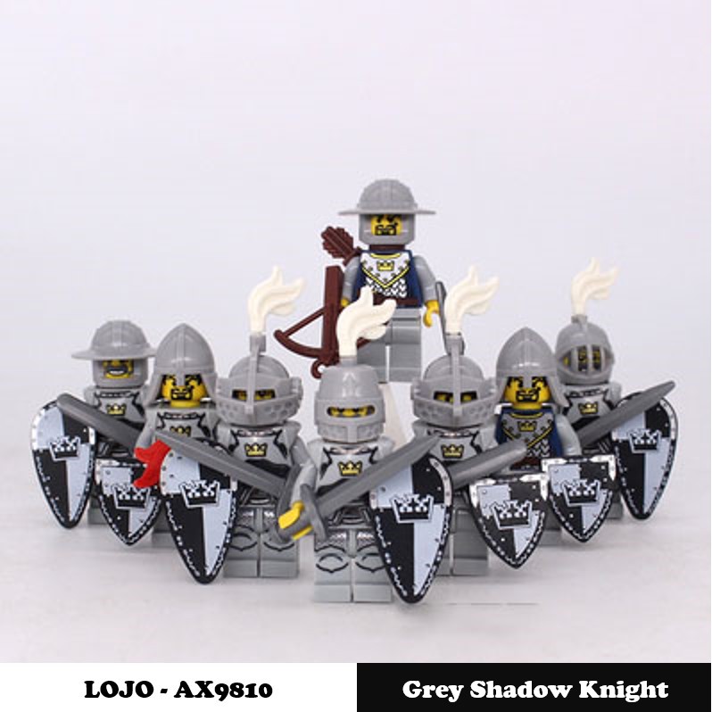 Minifigures LOJO AX-9810 - Lính trung cổ hiệp sĩ bóng đêm xám - Minifigures Grey Shadow Knight