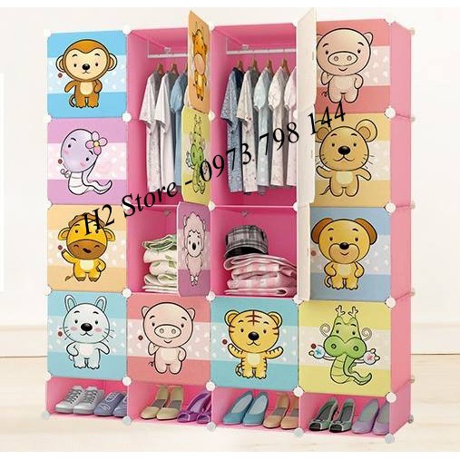 [RẺ NHẤT SHOPEE] TỦ NHỰA LẮP GHÉP 16Ô + Ô GIÀY VÁCH HỒNG ĐỂ ĐỒ ĐA NĂNG THÔNG MINH CHO TRẺ EM sâu 47cm