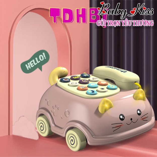 Ô tô đồ chơi điện thoại, ô tô đồ chơi giúp bé cai điện thoại có 64 bài nhạc và 16 chức năng cho bé - Baby Kiss Shop